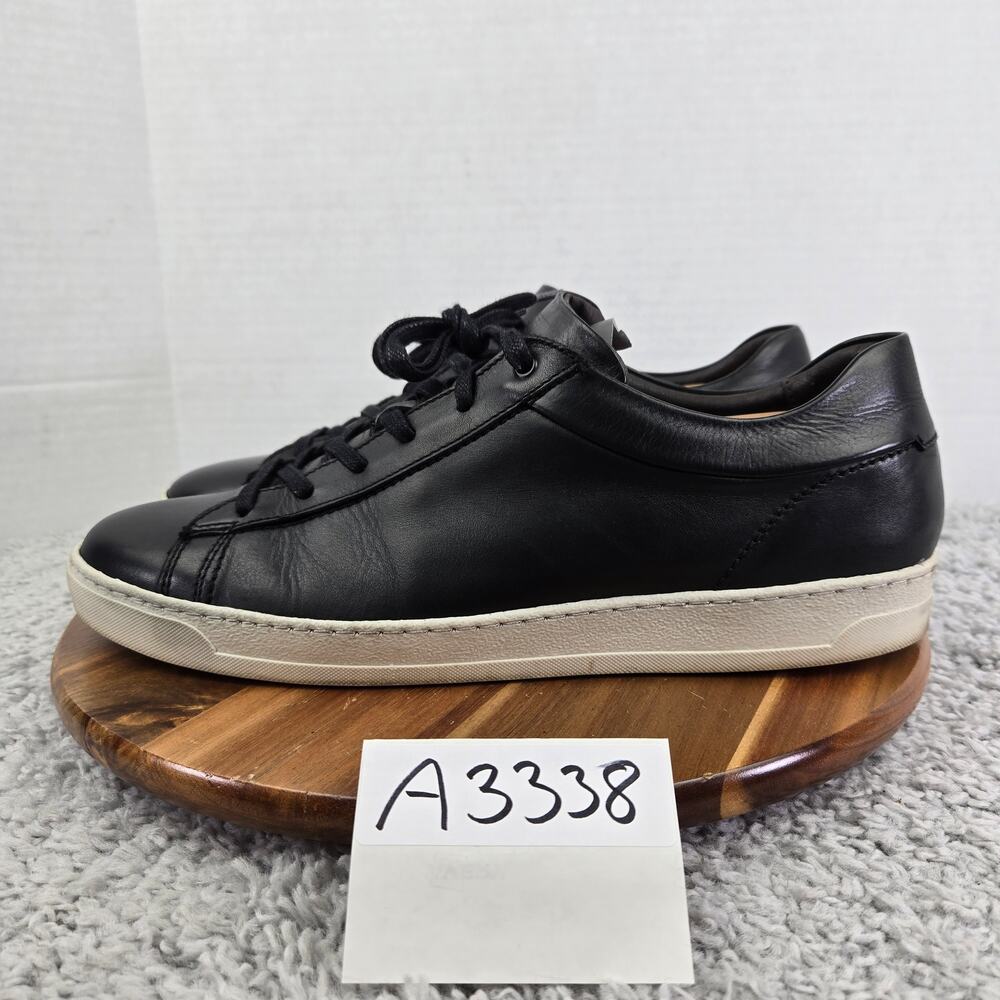 Bruno Magli Mens 12M Diego Black Leather Casual Lifestyle Daily Trainer Sneaker